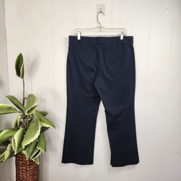Anthropologie Essential Crop Flare Pants High Waisted Rise Navy Blue Stretch 12 - Picture 5 of 11